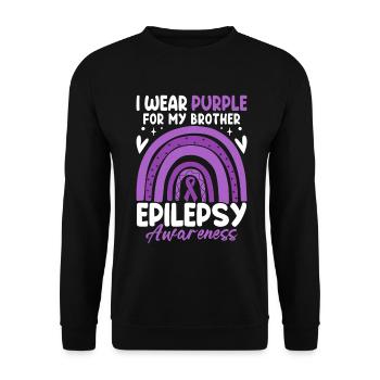 Ich trage Lila für meinen Bruder Boho Lila Band - Unisex Pullover - Schwarz - Vorne - Alina (178cm) & Michal (187cm)