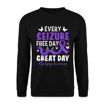 Every Seizure Free Day Purple Ribbon Epilepsy - Unisex Sweatshirt - black - Front - Alina (178cm) & Michal (187cm)