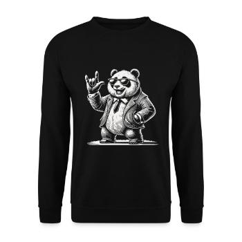 Musique rock rétro panda avec lunettes de soleil - Sweat-shirt Unisexe - noir - Devant - Alina (178cm) & Michal (187cm)