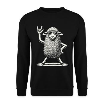 Heavy Metal Festival Rock Musik Konzert Schaf - Unisex Pullover - Schwarz - Vorne - Alina (178cm) & Michal (187cm)