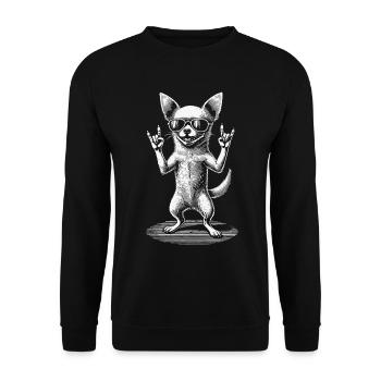 Funny Chihuahua Rock Music Concert - Unisex Sweatshirt - black - Front - Alina (178cm) & Michal (187cm)