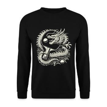 Œuvre d’art de tennis de table dragon avec raquette - Sweat-shirt Unisexe - noir - Devant - Alina (178cm) & Michal (187cm)