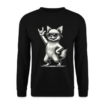 Festival de musique rock drôle chien chihuahua - Sweat-shirt Unisexe - noir - Devant - Alina (178cm) & Michal (187cm)