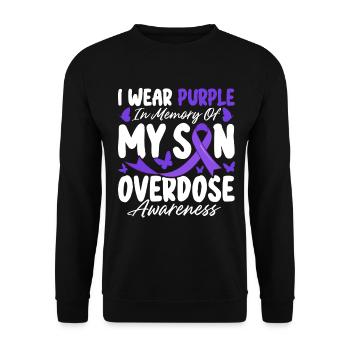 Je porte du violet en mémoire de mon fils Overdose Purple - Sweat-shirt Unisexe - noir - Devant - Alina (178cm) & Michal (187cm)