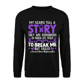 My Scars Tell A Story Purple Ribbon ACM Chiari - Unisex Sweatshirt - black - Front - Alina (178cm) & Michal (187cm)