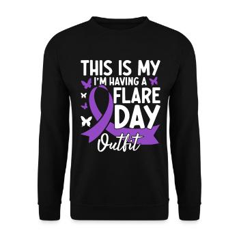 This Is My Im Having A Flare Day Purple Ribbon - Unisex Sweatshirt - black - Front - Alina (178cm) & Michal (187cm)