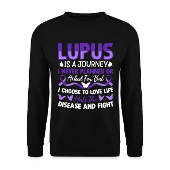 SLE Lupus Awareness Purple Ribbon Autoimmun - Unisex Pullover - Schwarz - Vorne - Alina (178cm) & Michal (187cm)