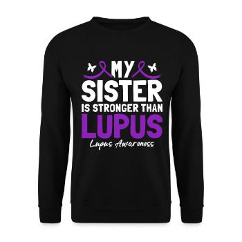 Meine Schwester ist stärker als Lupus Purple - Unisex Pullover - Schwarz - Vorne - Alina (178cm) & Michal (187cm)