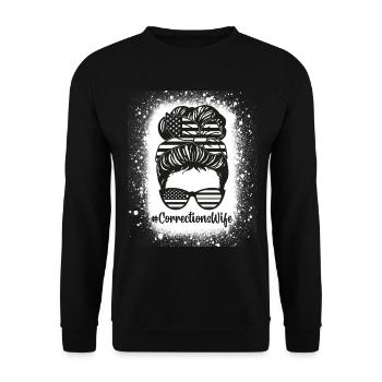 Corrections Wife Messy Bun Correctional Officer - Unisex Sweatshirt - black - Front - Alina (178cm) & Michal (187cm)