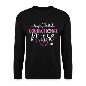 Appréciation de l’infirmière correctionnelle Infirmière de prison - Sweat-shirt Unisexe - noir - Devant - Alina (178cm) & Michal (187cm)