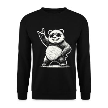 Heavy Metal Musique Panda Avec Lunettes De Soleil - Sweat-shirt Unisexe - noir - Devant - Alina (178cm) & Michal (187cm)