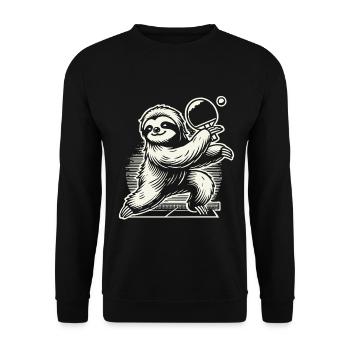 Sloth Table Tennis Fun for Animal Lovers - Unisex Sweatshirt - black - Front - Alina (178cm) & Michal (187cm)