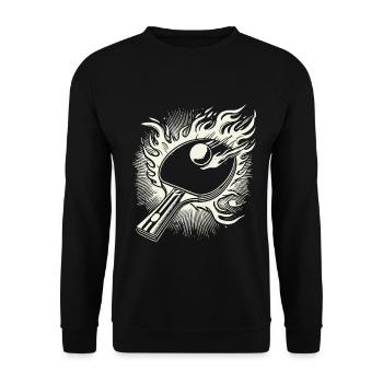 Flaming Table Tennis Racket Table Tennis - Unisex Sweatshirt - black - Front - Alina (178cm) & Michal (187cm)