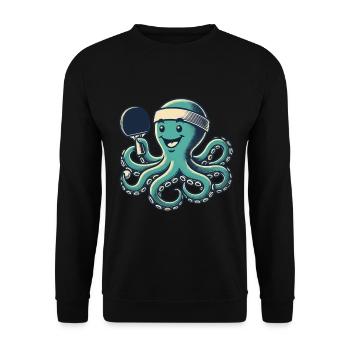 Tennis de table pieuvre dessin animé drôle rétro - Sweat-shirt Unisexe - noir - Devant - Alina (178cm) & Michal (187cm)