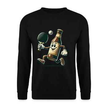 Lustige Bierflasche Tischtennis Spaß Design - Unisex Pullover - Schwarz - Vorne - Alina (178cm) & Michal (187cm)