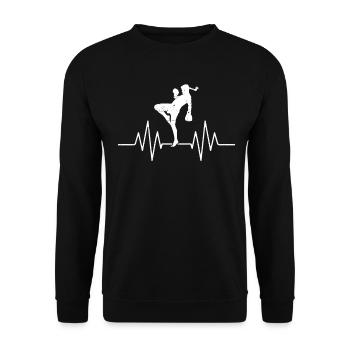 Muay Thai Funny Heartbeat Thai Boxing Martial - Unisex Sweatshirt - black - Front - Alina (178cm) & Michal (187cm)