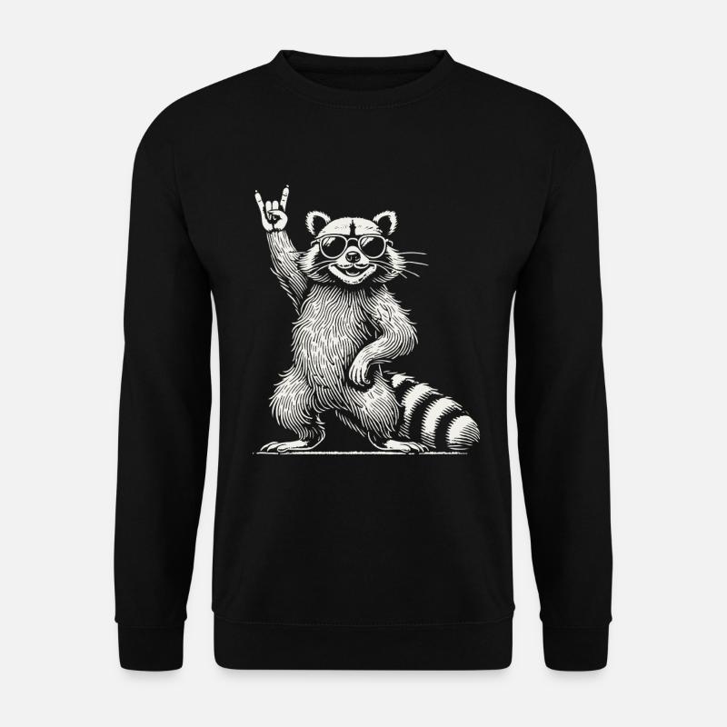 Lustiger Waschbär Rock Musik Retro Festival Vibe - Unisex Pullover - Schwarz