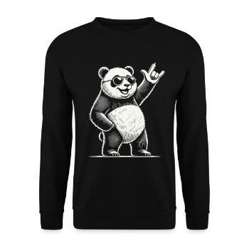 Panda de musique rock rétro avec un geste cool - Sweat-shirt Unisexe - noir - Devant - Alina (178cm) & Michal (187cm)