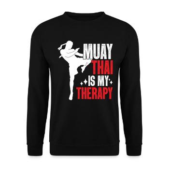Muay Thai ist meine Therapiekunst der acht Glieder Muay - Unisex Pullover - Schwarz - Vorne - Alina (178cm) & Michal (187cm)