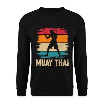 Muay Thai Retro Thai Boxen Kunst der acht Gliedmaßen - Unisex Pullover - Schwarz - Vorne - Alina (178cm) & Michal (187cm)