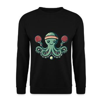 Funny Table Tennis Octopus Cartoon for Sports Fans - Unisex Sweatshirt - black - Front - Alina (178cm) & Michal (187cm)