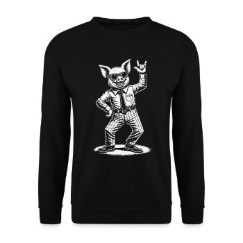 Rock Music Heavy Metal Festival Concert Pig - Unisex Sweatshirt - black - Front - Alina (178cm) & Michal (187cm)
