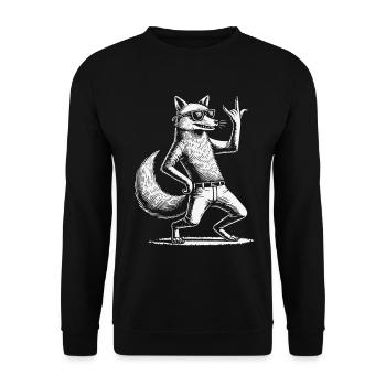 Rock Musik Lustige Heavy Metal Fuchs - Unisex Pullover - Schwarz - Vorne - Alina (178cm) & Michal (187cm)