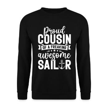 Fier cousin d’un marin Drôle de cousin à la voile - Sweat-shirt Unisexe - noir - Devant - Alina (178cm) & Michal (187cm)