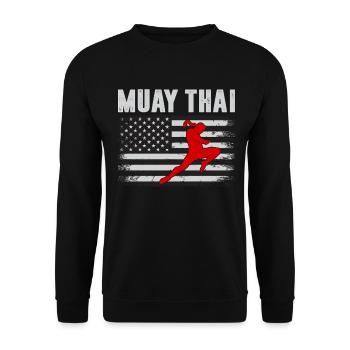 Muay Thai USA Boxe thaïlandaise Art de huit membres Muay - Sweat-shirt Unisexe - noir - Devant - Alina (178cm) & Michal (187cm)