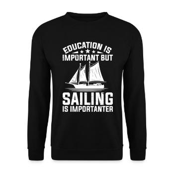 Education Is Important Funny Sailing Pontoon - Unisex Sweatshirt - black - Front - Alina (178cm) & Michal (187cm)