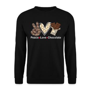 Peace Love Chocolate Choco Candy Confectionery - Unisex Sweatshirt - black - Front - Alina (178cm) & Michal (187cm)