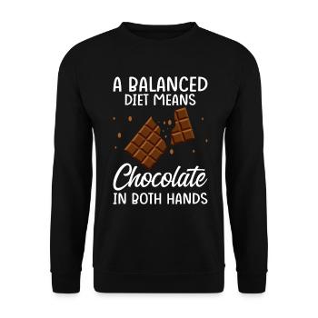 Lustige Schokolade Diät Schoko Süßigkeiten Süße Zahn - Unisex Pullover - Schwarz - Vorne - Alina (178cm) & Michal (187cm)