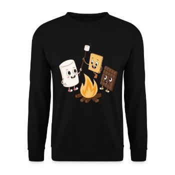 Geröstete Marshmallow-Smores Graham-Cracker Smores - Unisex Pullover - Schwarz - Vorne - Alina (178cm) & Michal (187cm)