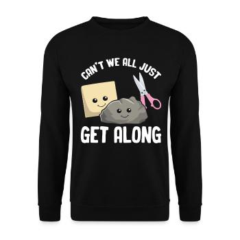 Können wir nicht alle miteinander auskommen Lustige Spiele Rock - Unisex Pullover - Schwarz - Vorne - Alina (178cm) & Michal (187cm)