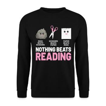 Rien ne vaut la lecture Rock Paper Scissors Drôle - Sweat-shirt Unisexe - noir - Devant - Alina (178cm) & Michal (187cm)