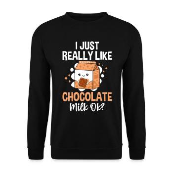 Funny Chocolate Milk Sweet Desserts Choccy - Unisex Sweatshirt - black - Front - Alina (178cm) & Michal (187cm)