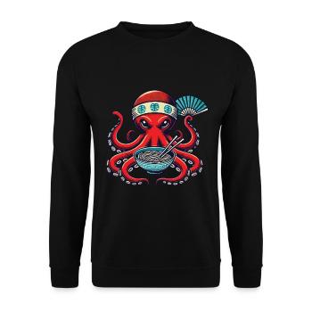 Ramen Noodles Octopus Retro Japan - Unisex Sweatshirt - black - Front - Alina (178cm) & Michal (187cm)