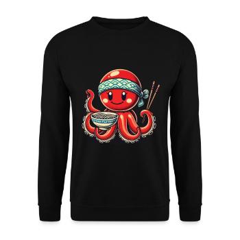 Japanisch Ramen Nudeln Anime Oktopus - Unisex Pullover - Schwarz - Vorne - Alina (178cm) & Michal (187cm)