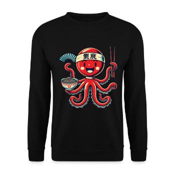 Kawaii Octopus Ramen Lover Nouilles du Japon - Sweat-shirt Unisexe - noir - Devant - Alina (178cm) & Michal (187cm)