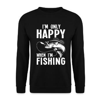 Glücklicher Fischer Köder Fisch Angler Lustiges Angeln - Unisex Pullover - Schwarz - Vorne - Alina (178cm) & Michal (187cm)