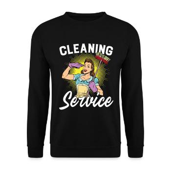 Service de nettoyage Femme de ménage Aspirateur Drôle - Sweat-shirt Unisexe - noir - Devant - Alina (178cm) & Michal (187cm)