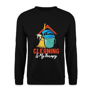Putzen Ist Meine Therapie Lustiger Hausmeister - Unisex Pullover - Schwarz - Vorne - Alina (178cm) & Michal (187cm)