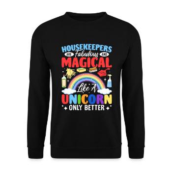 Ménage drôle Nettoyeur de poussière Concierge - Sweat-shirt Unisexe - noir - Devant - Alina (178cm) & Michal (187cm)