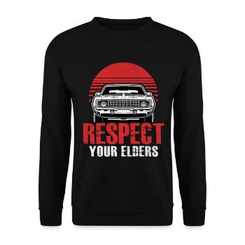 Respect Your Elders Funny Classic Cars Automotive - Unisex Sweatshirt - black - Front - Alina (178cm) & Michal (187cm)