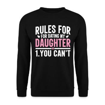 Regeln für die Verabredung mit meiner Tochter Du kannst nicht lustig Vater - Unisex Pullover - Schwarz - Vorne - Alina (178cm) & Michal (187cm)