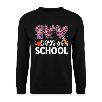 100 Tage Schule Lustiger Hundertster Schultag - Unisex Pullover - Schwarz - Vorne - Alina (178cm) & Michal (187cm)
