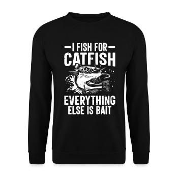 Ich fische auf Wels Vatertag Lustiges Angeln Vater - Unisex Pullover - Schwarz - Vorne - Alina (178cm) & Michal (187cm)