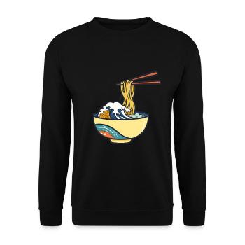 Japanese Ramen Ukiyo-E Retro Aesthetic - Unisex Sweatshirt - black - Front - Alina (178cm) & Michal (187cm)