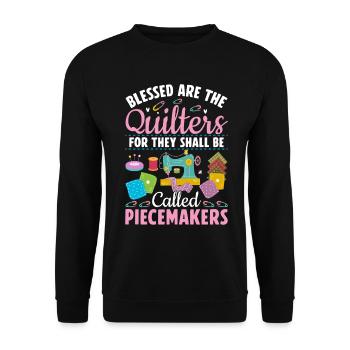 Lustiges Quilting Lover Geschenk für Frauen Nähen Quilter - Unisex Pullover - Schwarz - Vorne - Alina (178cm) & Michal (187cm)