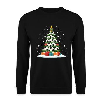 Fußball Weihnachten Lustig Weihnachtsbaum Team Sport - Unisex Pullover - Schwarz - Vorne - Alina (178cm) & Michal (187cm)